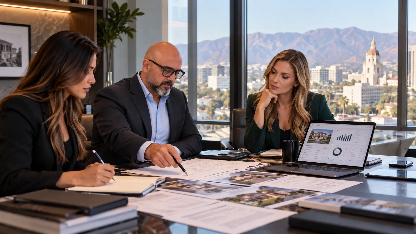 Real estate professionals reviewing asset performance, capital planning, and portfolio oversight.